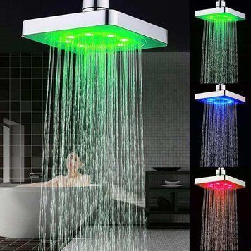 Лейка насадка для душа с LED подсветкой RGB светодиодная, квадратная 150 мм LED Shower head AND XL-902 XL902 фото