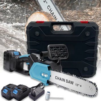 Цепная пила с шиной 12 дюймов и 2 аккумуляторами 48В в кейсе Electric Saw Blue ELSAW48 фото