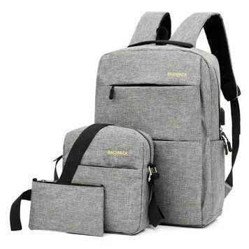 Універсальний комплект для щоденного використання Backpack Black 3 в 1 Рюкзак Сумка Клатч Сірий BAC31 фото