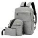 Универсальный комплект для ежедневного использования Backpack Black 3 в 1 Рюкзак Сумка Клатч Серый BAC31 фото 1