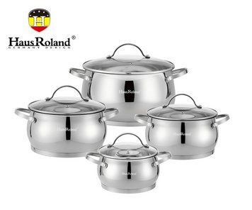 Набор кастрюль Haus Roland HR114-2, 4 шт из нержавеющей стали 1,9/2,7/3,6/6,1 л. Серебристый (HR114-2) HR114-2 фото