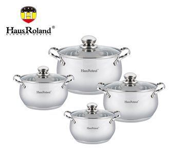Набор кастрюль Haus Roland HR115-1, 4 шт из нержавеющей стали 2,1/2,9/3,9/6,3 л. Серебристый (HR115-1) HR115-1 фото