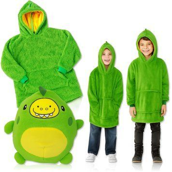 Дитячий плед-толстовка Huggle Hoodie &laquo;Лісова пригода&raquo; (зелений) &mdash; затишний плед-худі 3 в 1 для ігор і відпочинку HHG02 фото