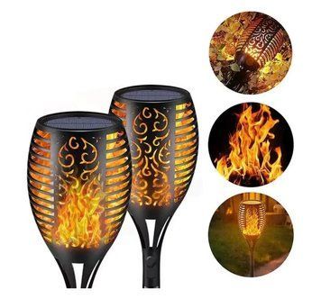 Водонепроникний ліхтар 52 см з ефектом полум'я Solar flame led light sensor activated LED525 фото
