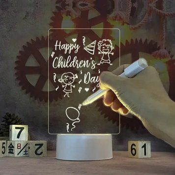 Светильник, ночник, доска для заметок 12,5 х 17,5 см, питание от USB, 3 оттенка подсветки, с меловым маркером LAMP127 фото